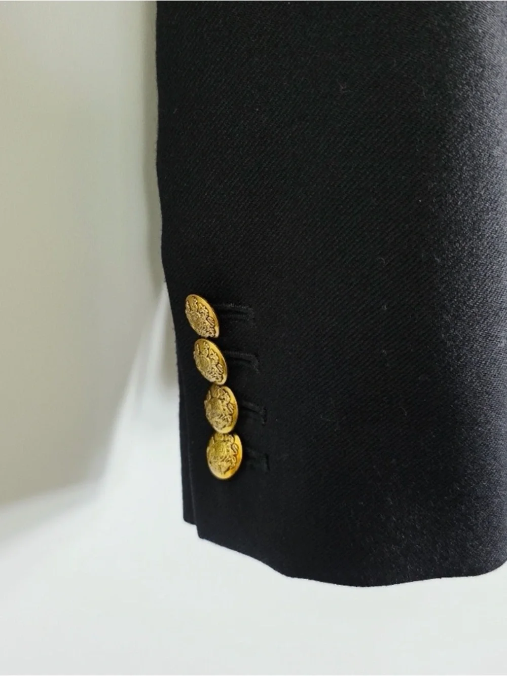 J.Crew Schoolboy Blazer Black Wool with Gold Crest Buttons Size 6